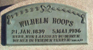 Grabstein von Friedrich WSilhelm Hoops *21.1.1839 in Schwalingen, +5.5.1936 in Nebraska
