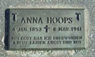 Grabstein von Anna Maria Böhling *4.1.1853 in Tewe, +8.3.1941 in Nebraska, Ehefrau von Friedrich Wilhelm Böhling aus Schwalingen