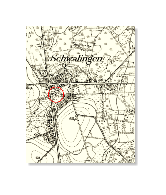 Die Lage der Anbauerstelle "Bääkhus", Schwalingen No.48, um das Jahr 1900
